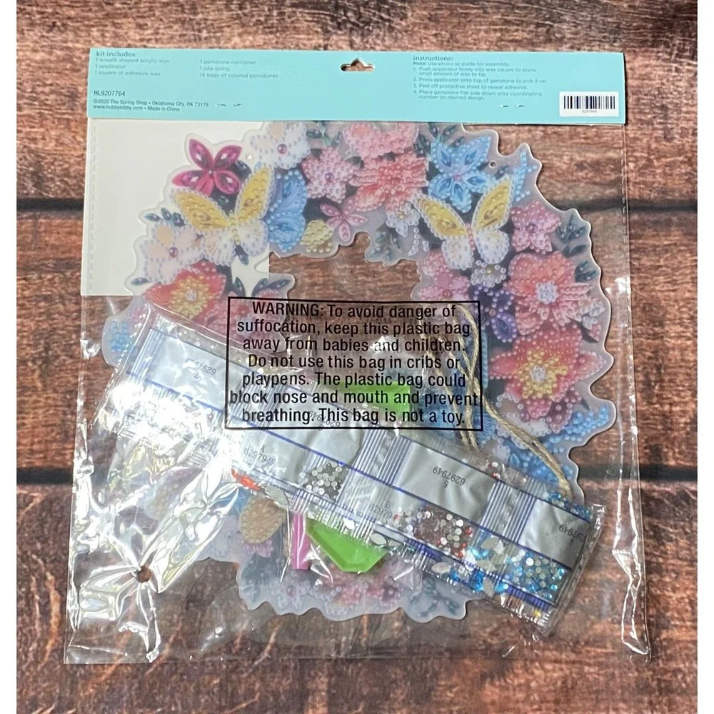 Spring Floral Butterfly Wreath Hanging Acrylic Diamond Painting Kit Hobby Lobby